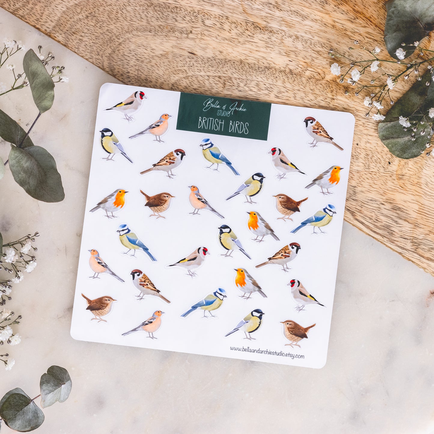 Bella and Archie bird small and large stickers