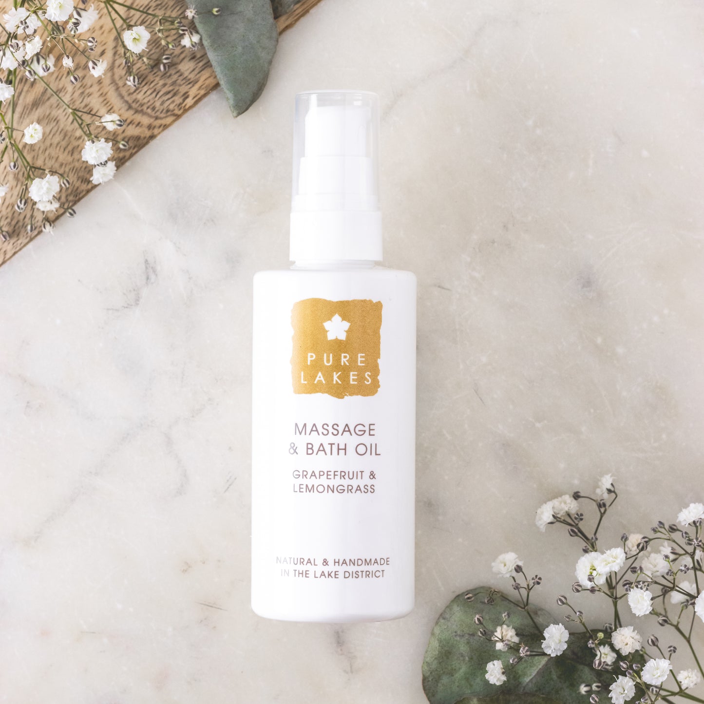 Pure lakes grapefruit and lemongrass massage and bath oil