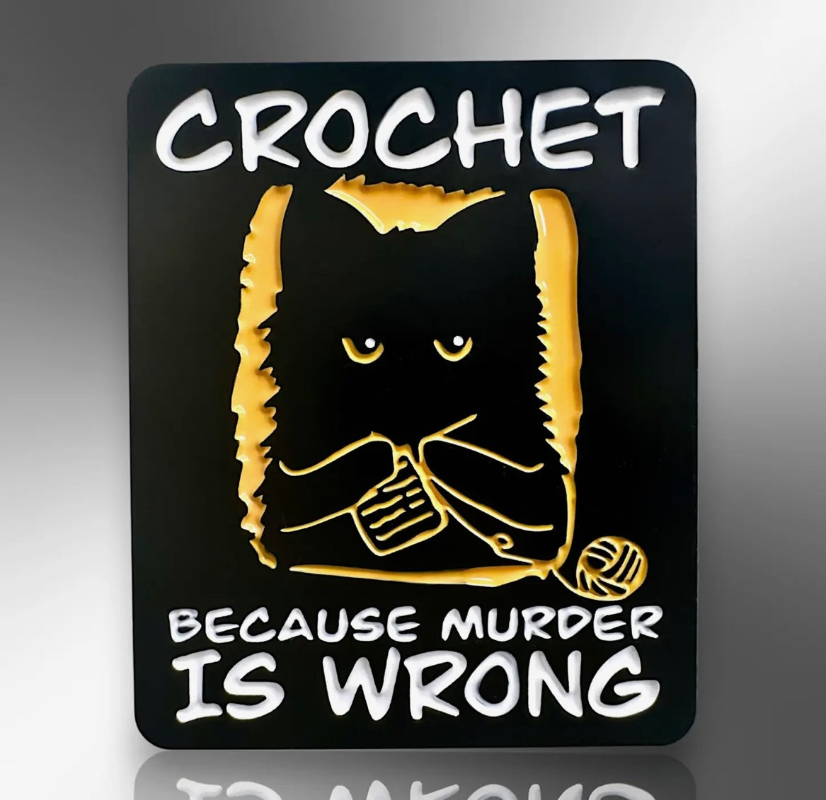 The little pin company “crochet Because Murder is wrong” pin
