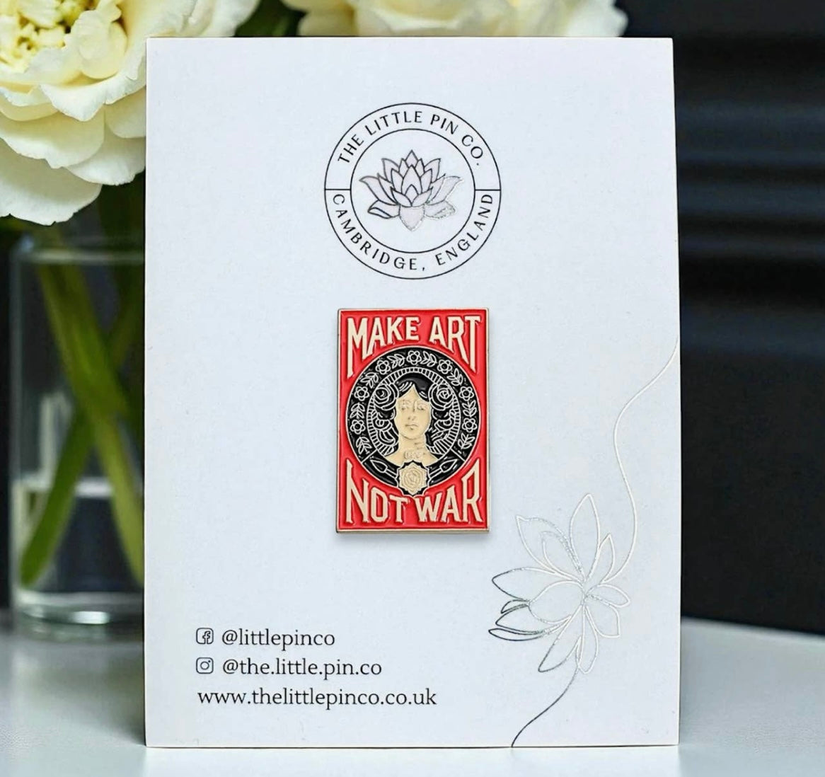The little pin company “Make Art Not War” pin