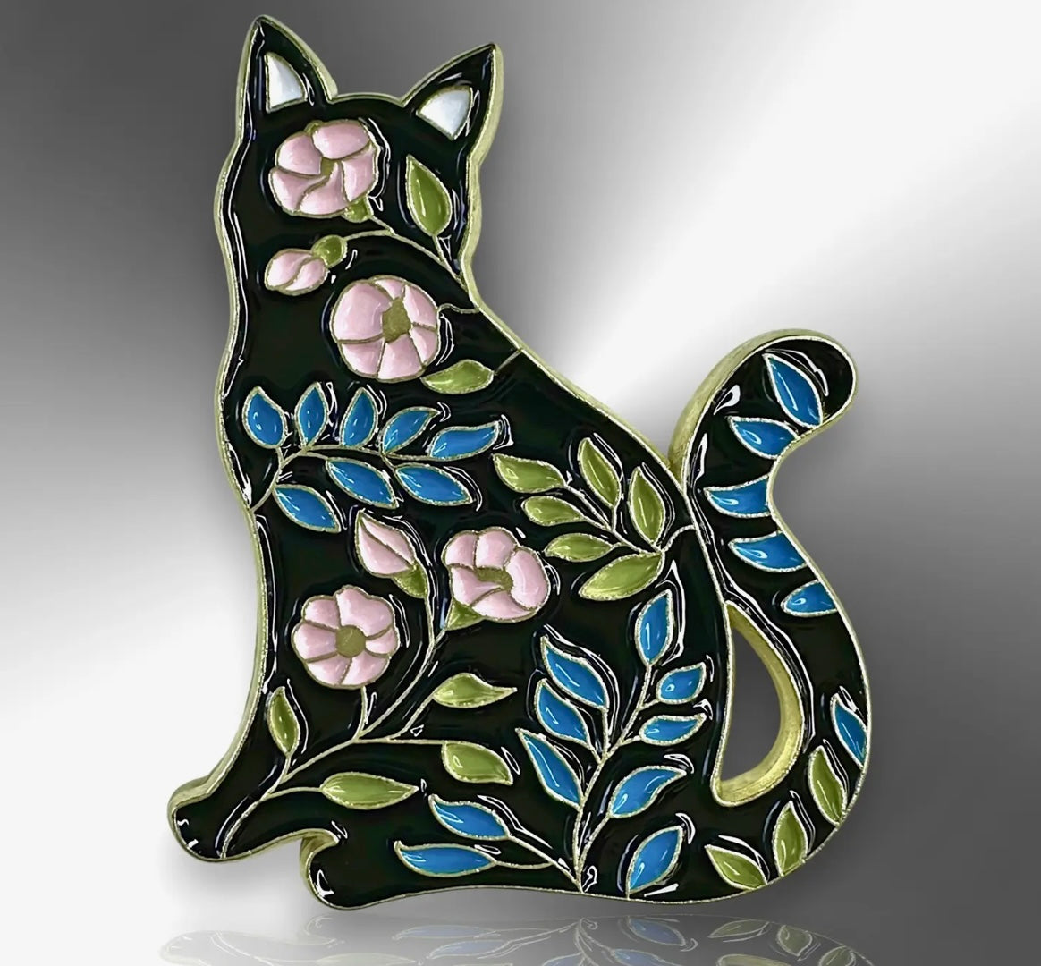The little pin company “black cat with flowers” pin