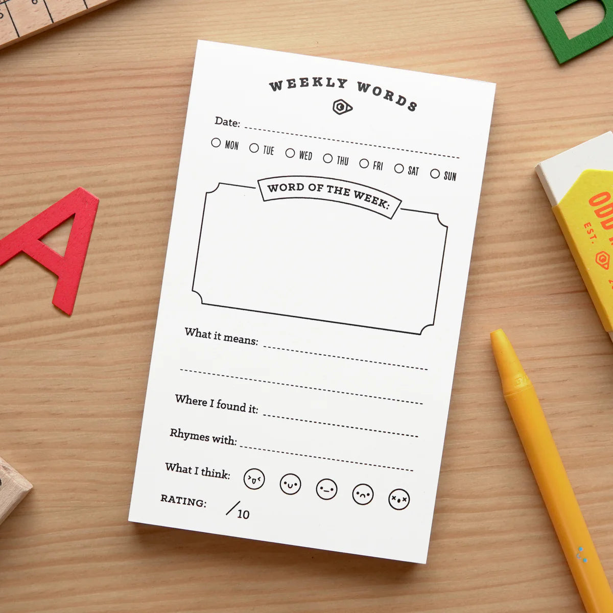Odd goose weekly words notepad