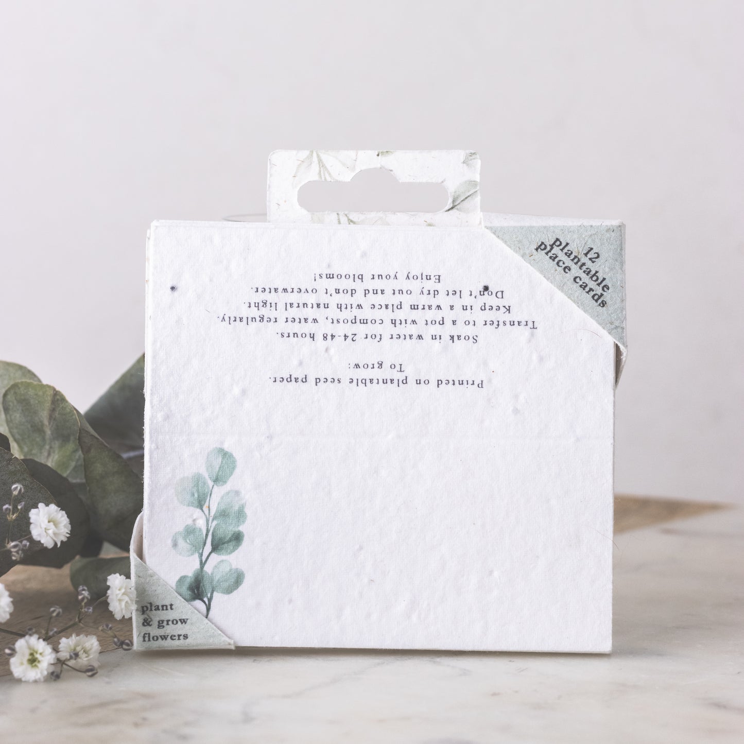 Little green gifts plantable wildflower placement cards eucalyptus