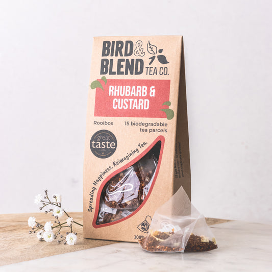 Bird and blend rhubarb and custard Rooibos 15 biodegradable tea bags