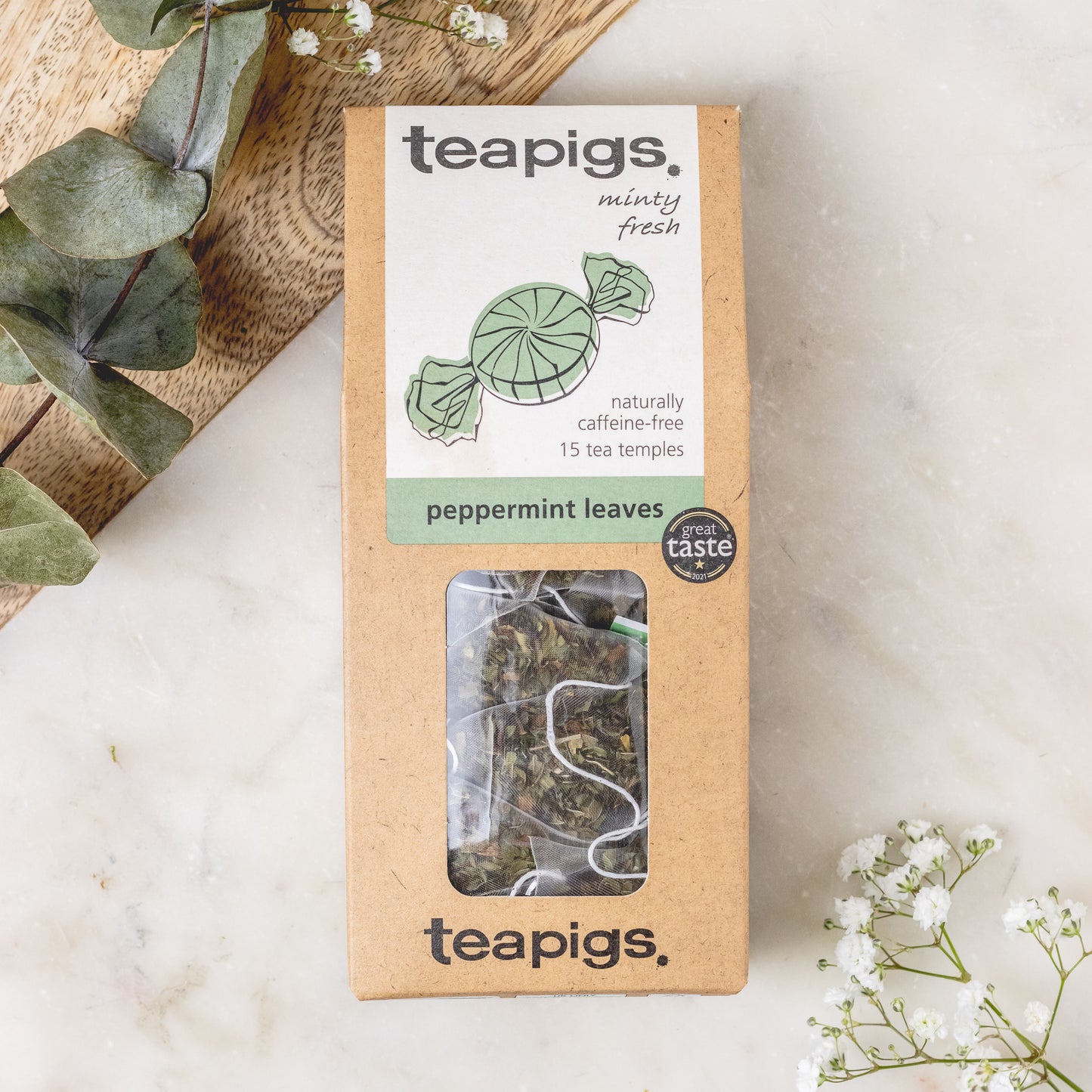 Tea pigs peppermint leaves