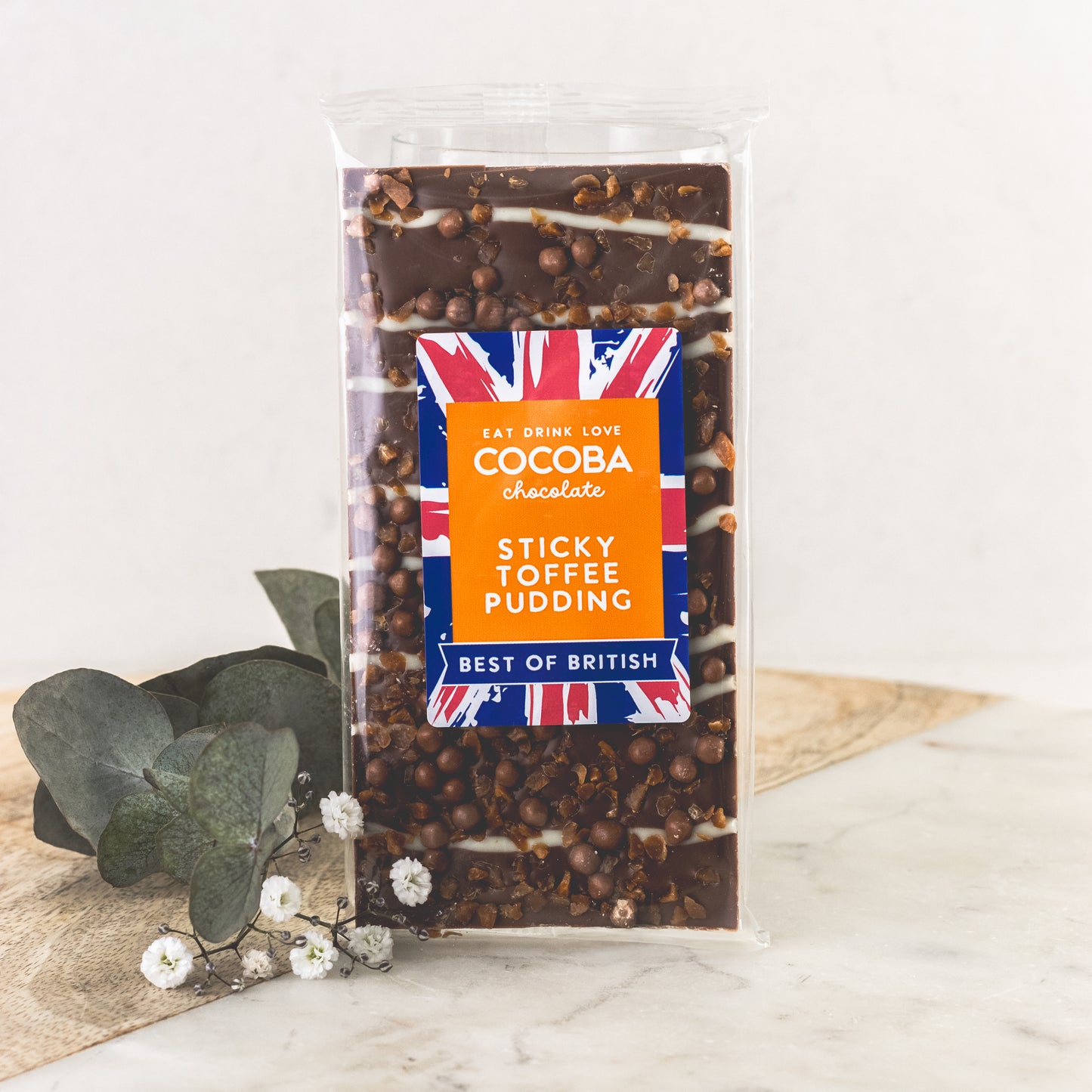 Cocoba sticky toffee pudding chocolate bar