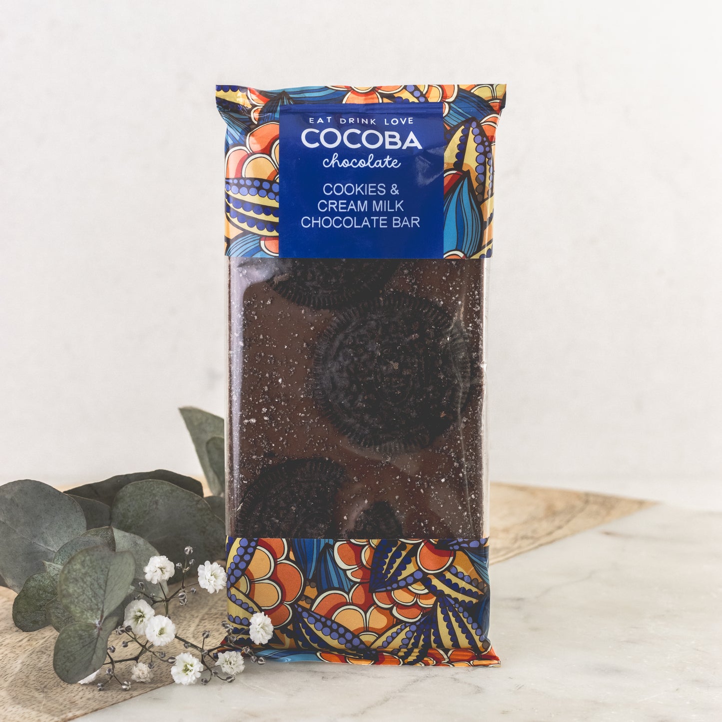 Cocoba cookies and cream milk chocolate bar