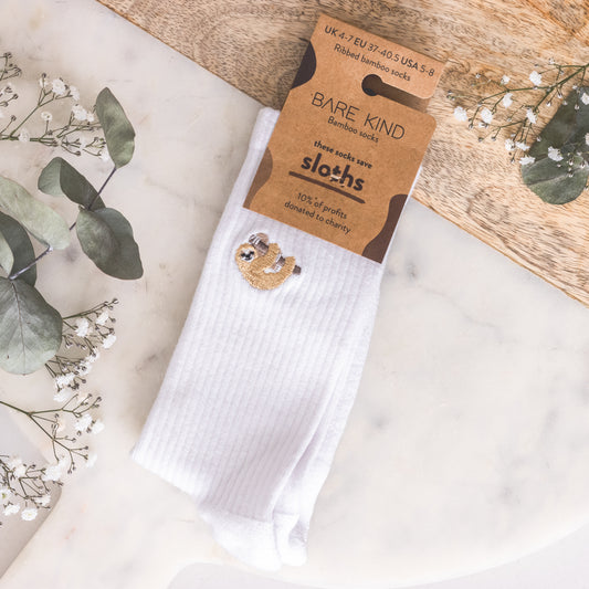 Bare kind ribbed sloth socks