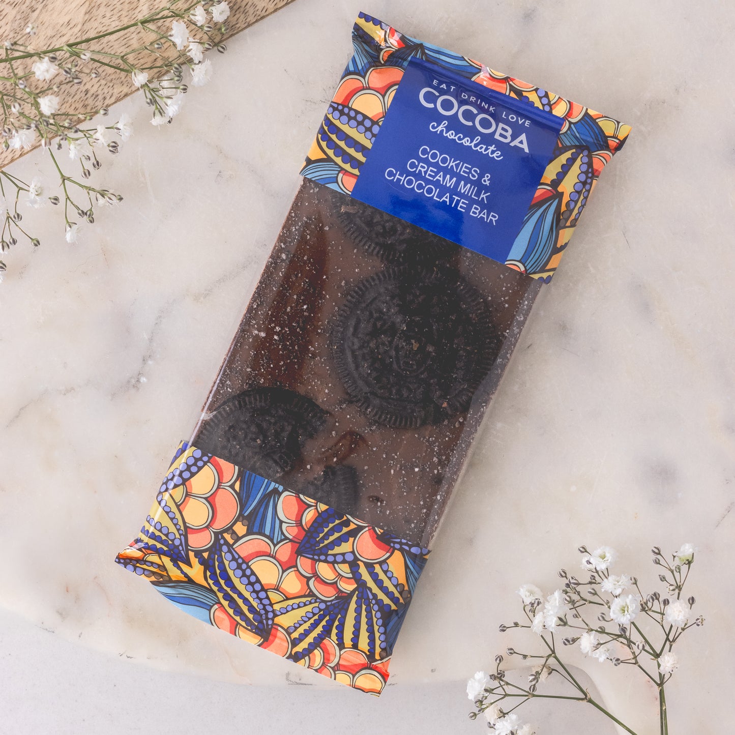Cocoba cookies and cream milk chocolate bar