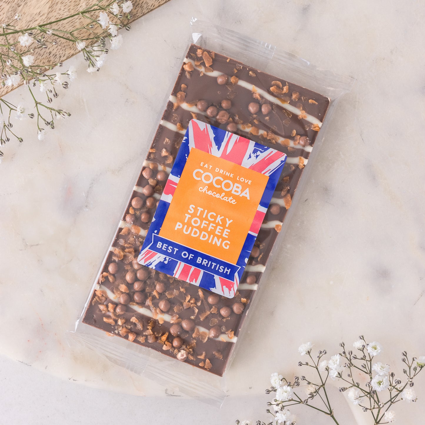 Cocoba sticky toffee pudding chocolate bar
