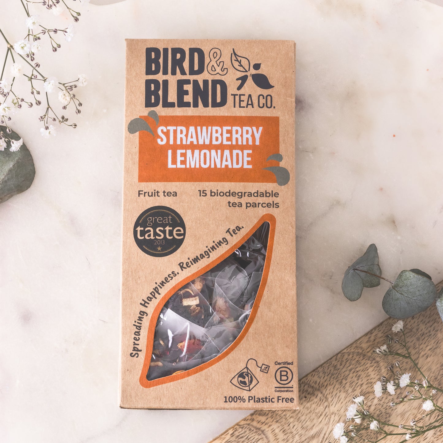 Bird and blend strawberry lemonade fruit tea 15 biodegradable tea bags