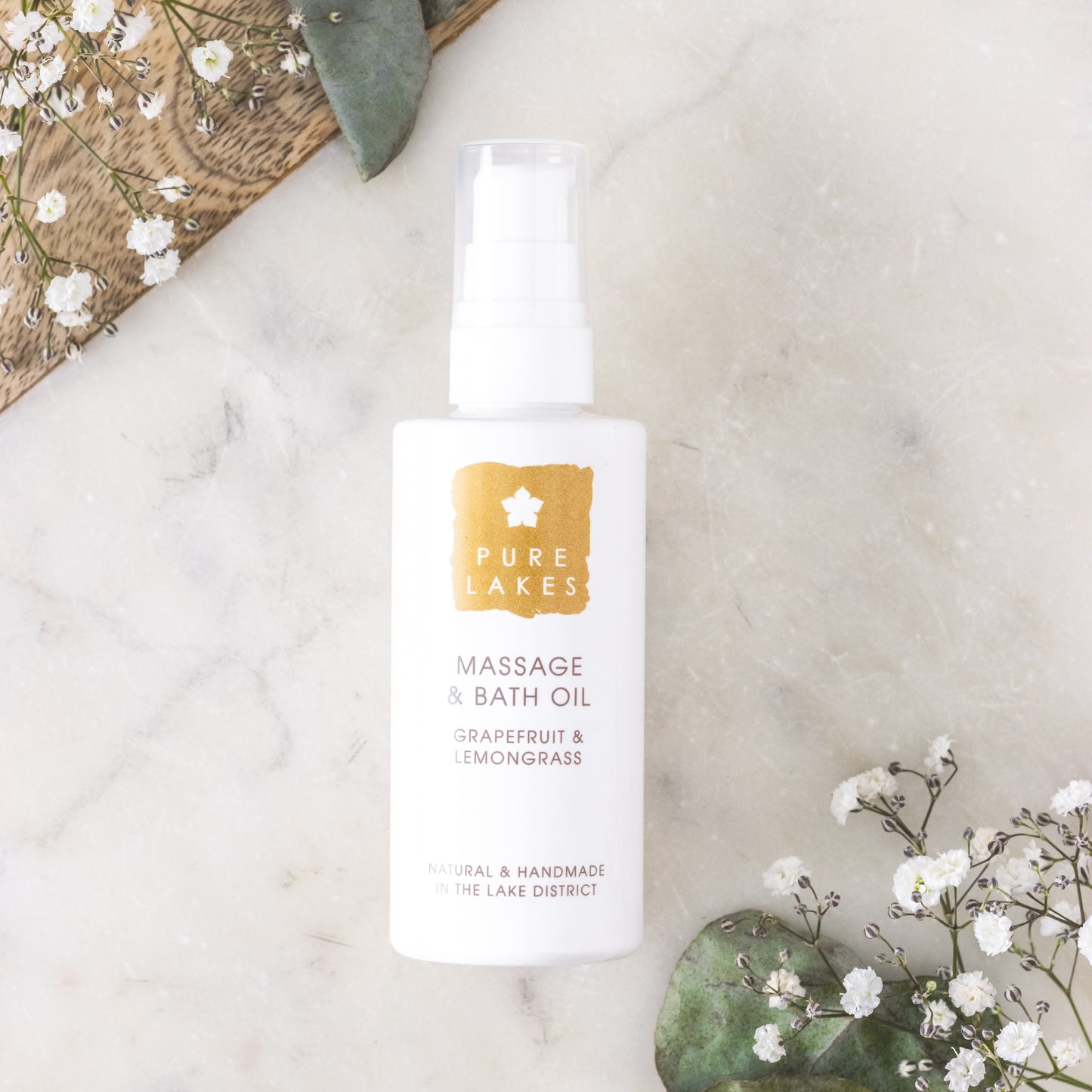 Pure lakes grapefruit and lemongrass massage and bath oil