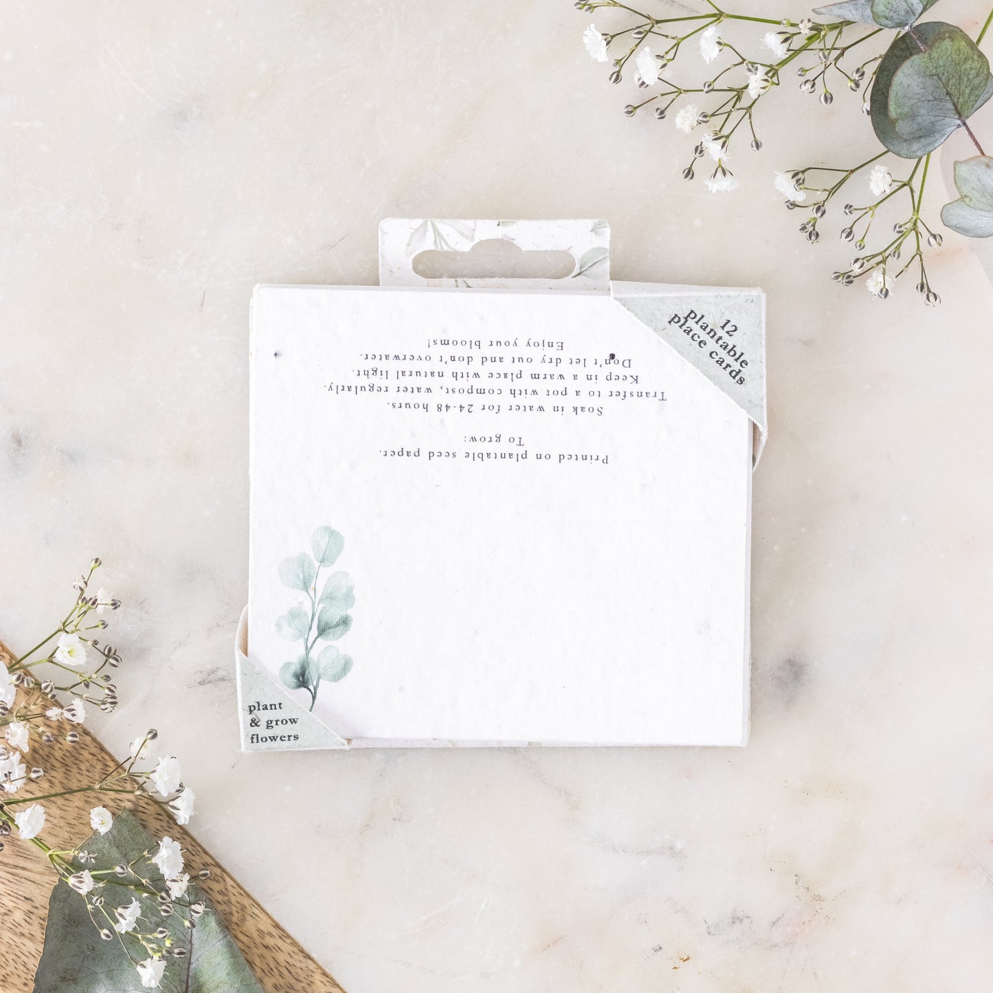 Little green gifts plantable wildflower placement cards eucalyptus