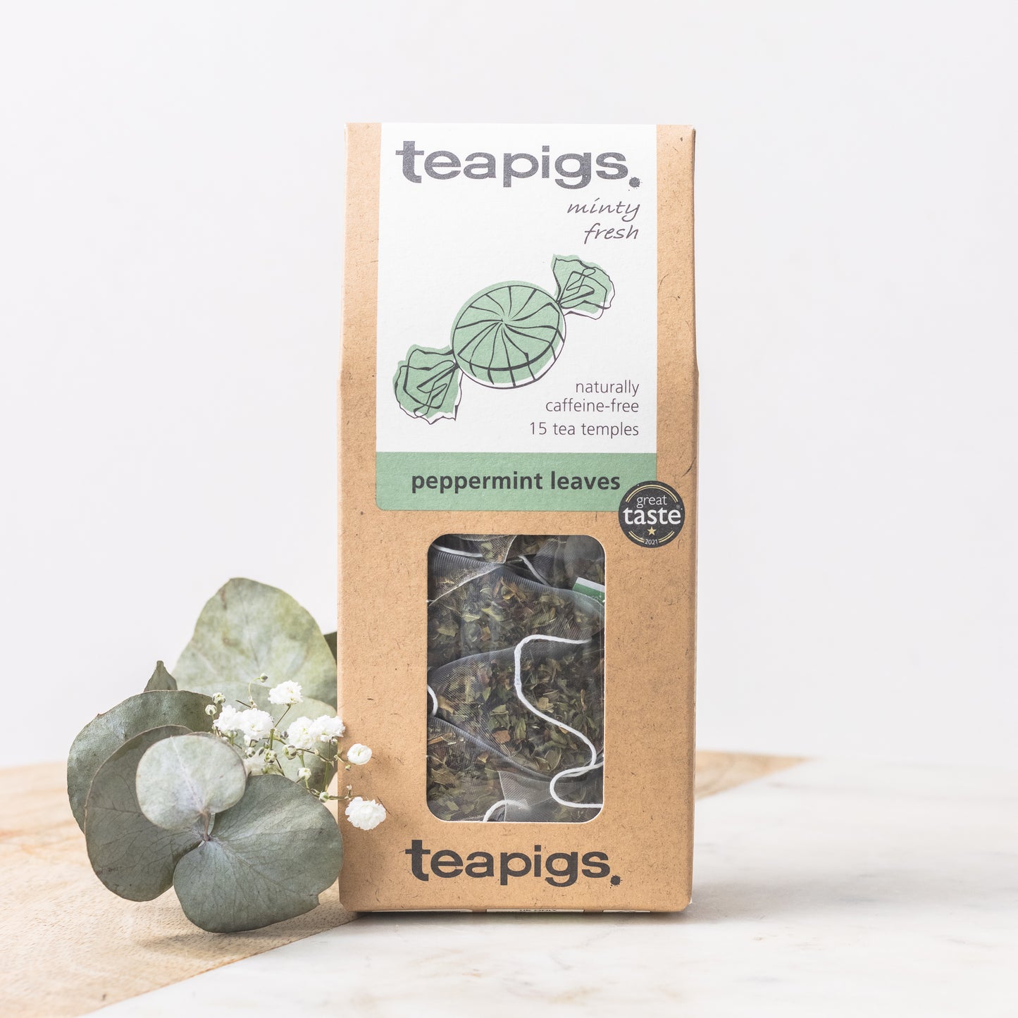 Tea pigs peppermint leaves